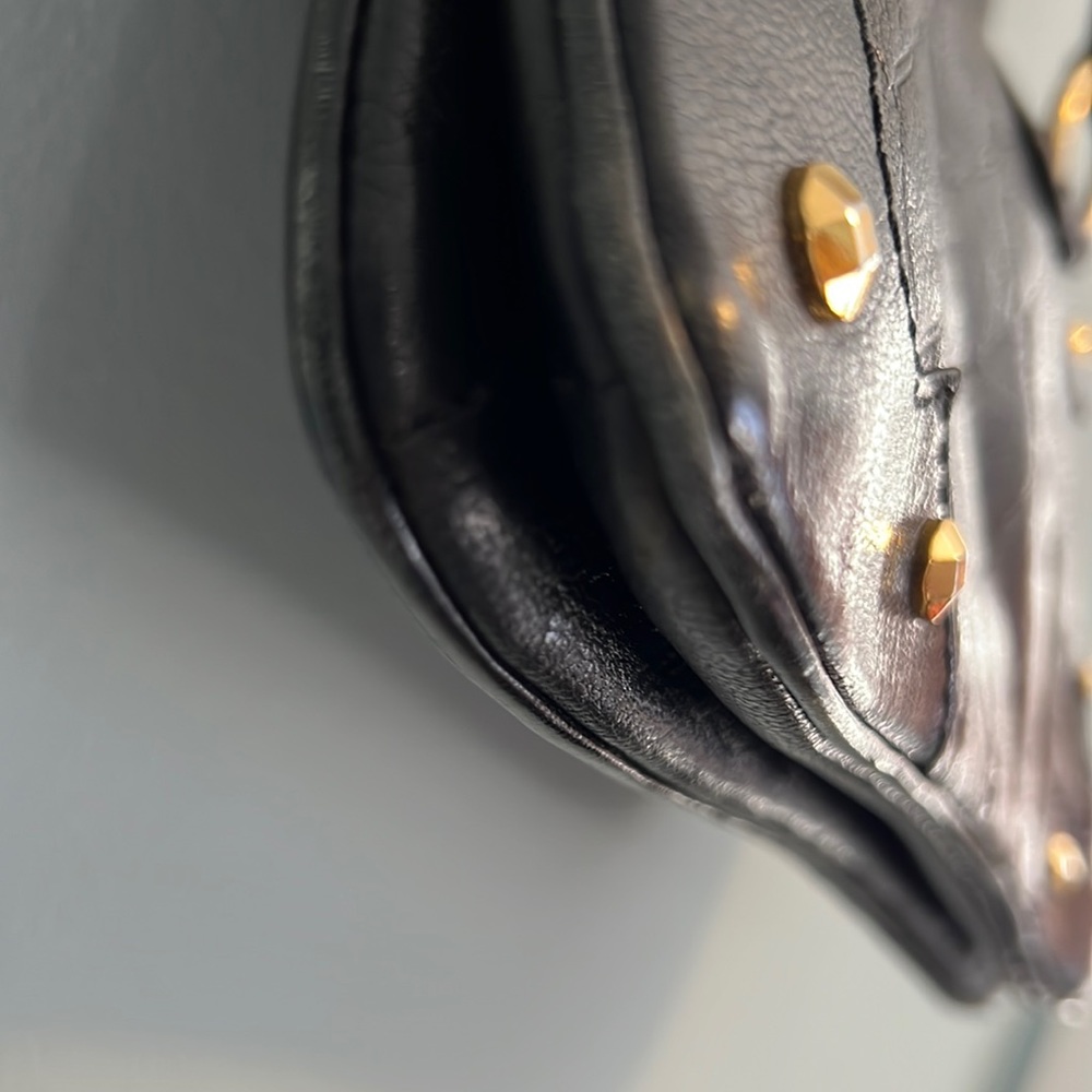 Michael Kors vintage black leather shoulder bag with “m” logo print. Well worn. - Picture 4 of 11
